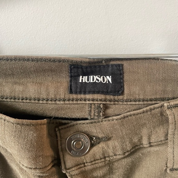 Hudson, 26, Spark Midrise Super Skinny, Olive army green denim stretch jeans - Picture 2 of 6